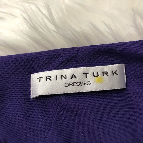 Trina Turk Colorblock One Shoulder Dress Purple Brown Size 2 Sheath - Picture 4 of 10